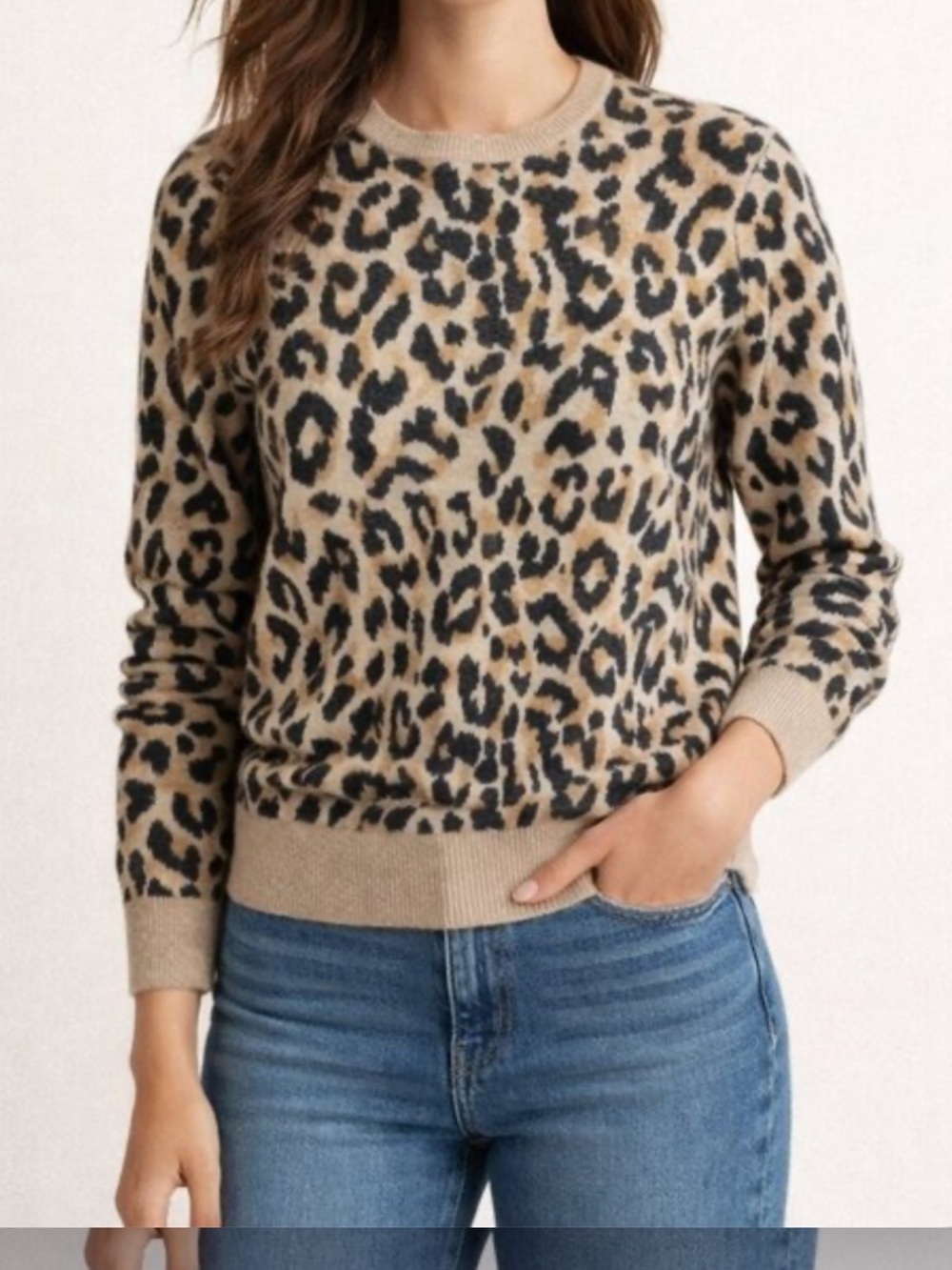 Jcrew animal print 100% merino wool sweater